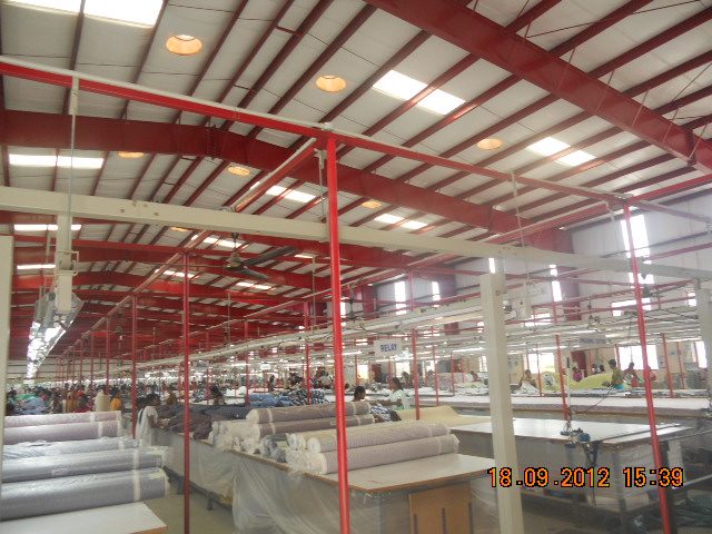 Inside the PEB shed at Indian Design Exports Pvt Ltd, Bangarpet