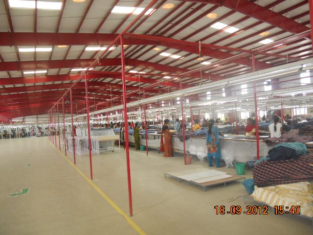 Inside the PEB shed at Indian Design Exports Pvt Ltd, Bangarpet